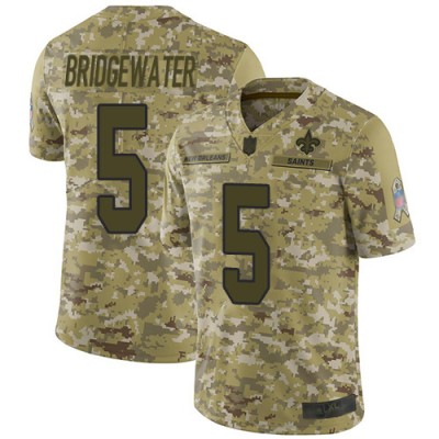 Nike New Orleans Saints #5 Teddy Bridgewater Camo Men's Stitched NFL Limited 2018 Salute To Service Jersey Men's